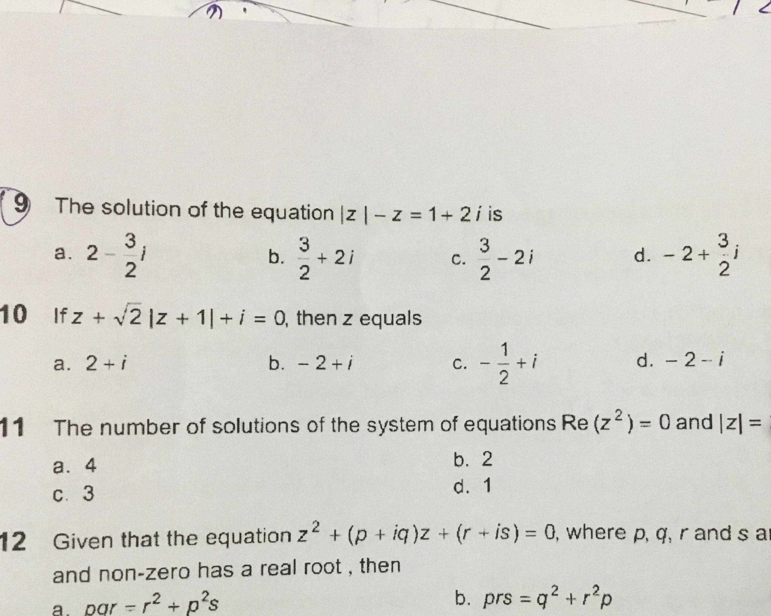 Question image for This question is of Complex number and please giv